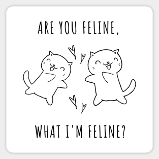 Are You Feline, What Im Feline? Cute Cat Lover Pun Quote. Are You Feeling what Im Feeling? Sticker